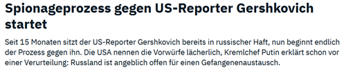 Spionageprozess gegen US-Reporter startet