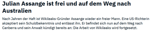 Julian Assange ist frei