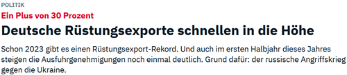 Rüstungsexporte schnellen um 30% in die Höhe