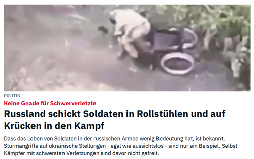 Soldaten in Rollstühlen werden von Russland an der Front eingesetzt.